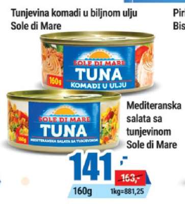 Tunjjevina komadi u biljnom ulju Sole di Mare