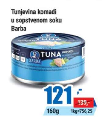 Tunjevina komadi u sopstvenom soku Barba