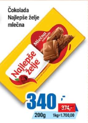 Čokolada Najlepše želje mlečna