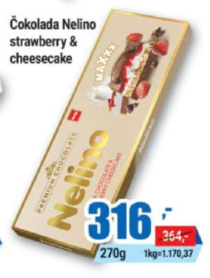 Čokolada Nelino strawberry & cheesecake