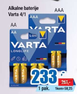 Alkalne baterije Varta 4/1