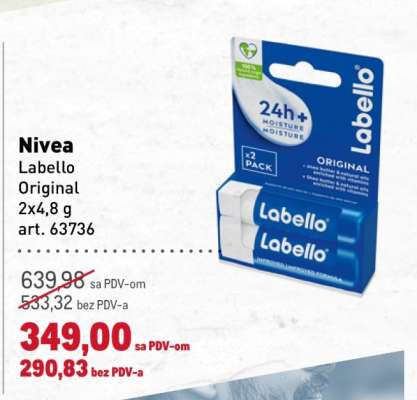 Nivea Labello Original 2x4,8 g