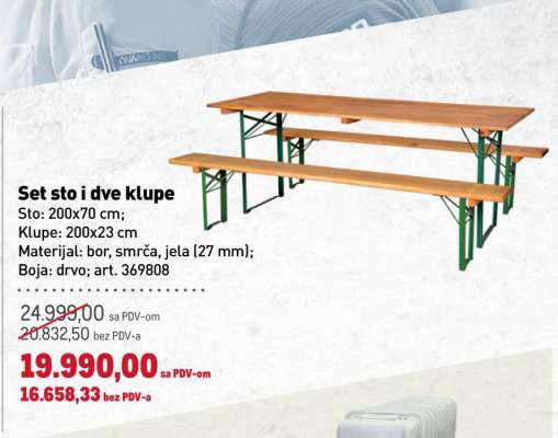 Set sto i dve klupe