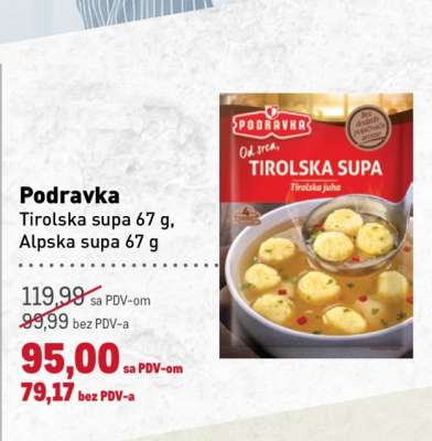 Podravka Tirolska supa 67 g, Alpska supa 67 g