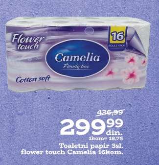 Toaletni papir 3sl. flower touch Camelia 16kom.