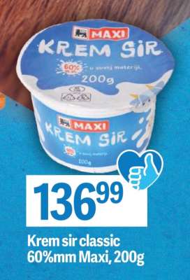 Krem sir classic 60%mm Maxi, 200g