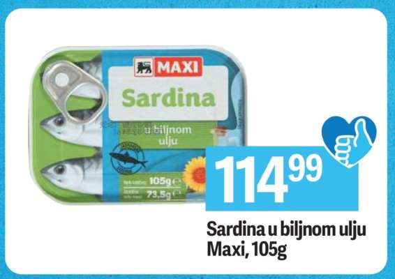 Sardina u biljnom ulju Maxi, 105g