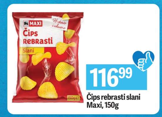 Čips rebrasti slani Maxi, 150g