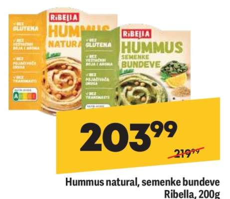 HUMMUS natural semenke bundeve Ribella 200g