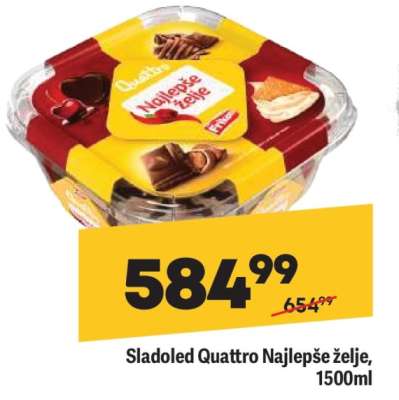 Sladoled Quattro Najlepše želje 1500ml