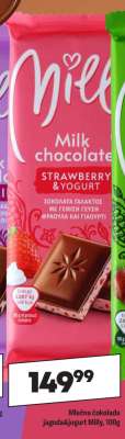 Mlečna čokolada jagoda&jogurt Milky, 100g
