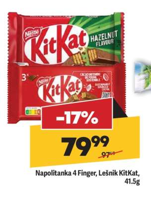 Napolitanka 4 Finger, Lešnik KitKat, 41,5g