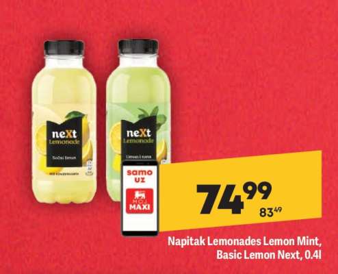 Napitak Lemonades Lemon Mint, Basic Lemon Next, 0.4l