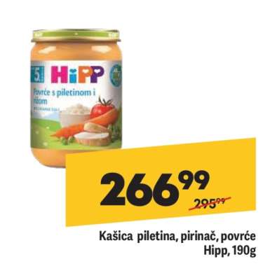 Kašica piletina, pirinač, povrće Hipp, 190g