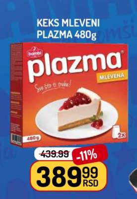 Keks mleveni Plazma 480g
