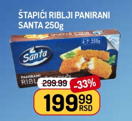 Štapići Riblji Panirani Santa 250g