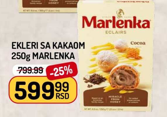 Ekleri sa kakaom 250g Marlenka