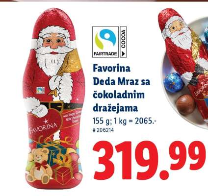Favorina Deda Mraz sa čokoladnim dražejama