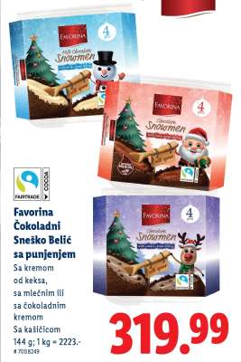 Favorina Čokoladni Sneško Belić sa punjenjem