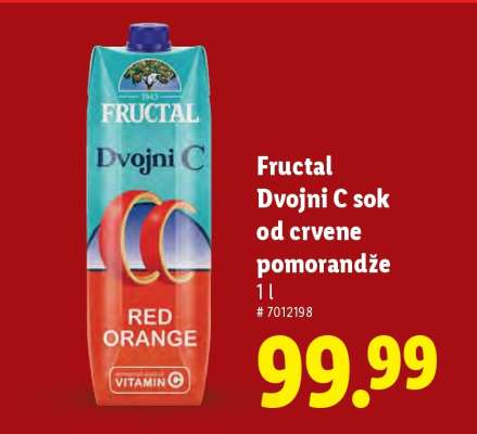 Fructal Dvojni C sok od crvene pomorandže