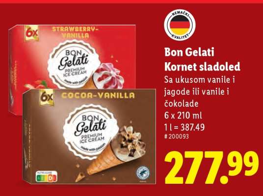Bon Gelati Kornet sladoled