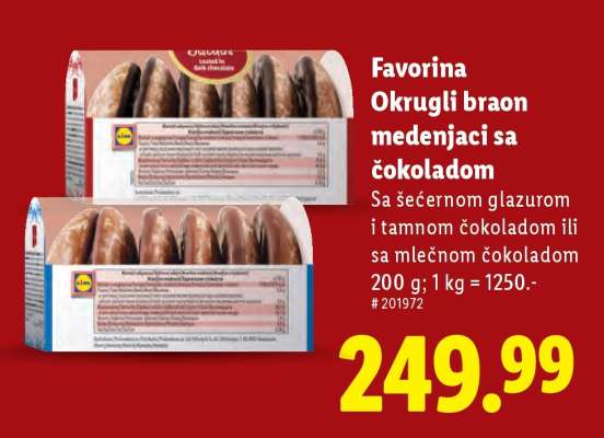 Favorina Okrugli braon medenjaci sa čokoladom