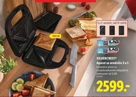 SILVERCREST® Aparat za sendviče 3 u 1