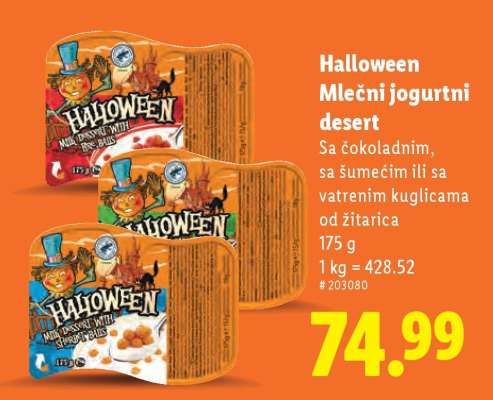 Halloween Mlečni jogurtni desert