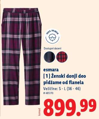Ženski donji deo pidžame od flanela