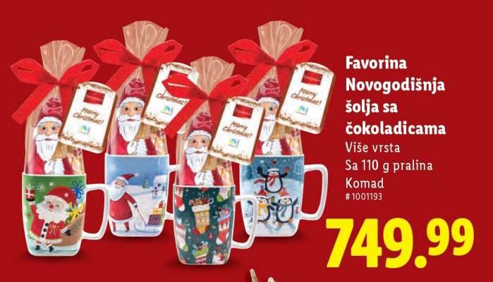 Favorina Novogodišnja šolja sa čokoladicama