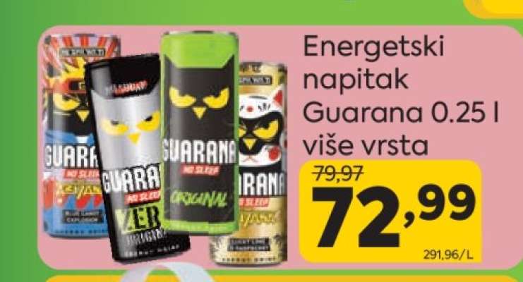 Energetski napitak Guarana 0.25 l, više vrsta