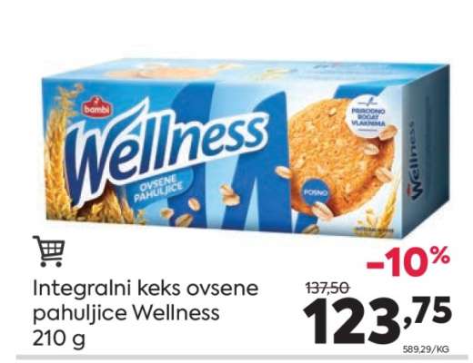 Integralni keks ovsene pahuljice Wellness