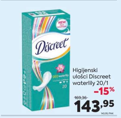 Higijenski ulošci Discreet waterlily 20/1