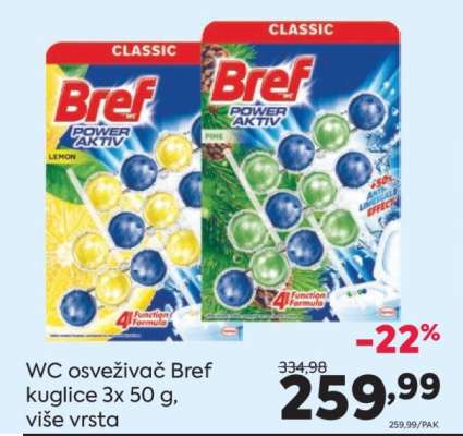 WC osveživač Bref kuglice 3x 50 g više vrsta