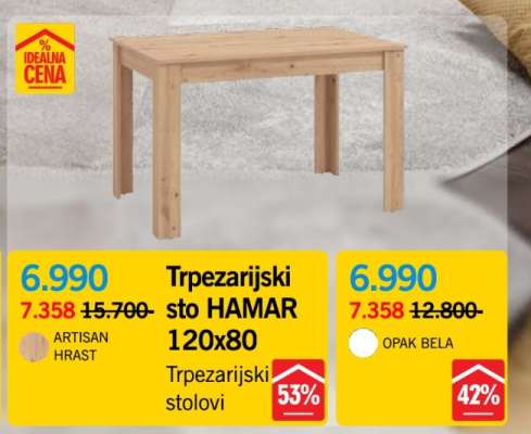 Trpezarijski sto HAMAR 120x80