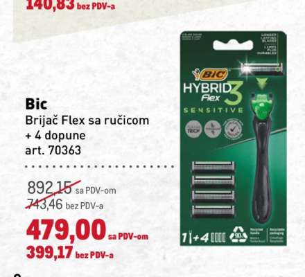 Bic Brijač Flex sa ručicom + 4 dopune