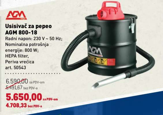 Usisivač za pepeo AGM 800-18