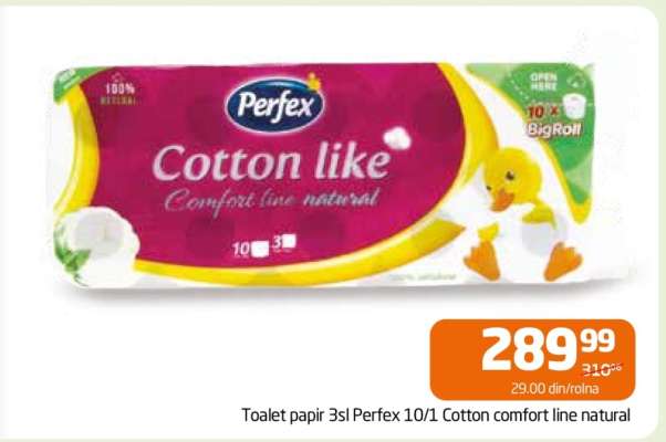 Toalet papir 3sl Perfex 10/1 Cotton comfort line natural