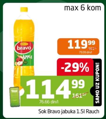 Sok Bravo jabuka 1.5l Rauch