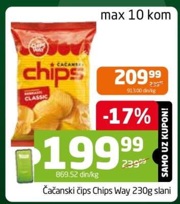 Čáčanski čips Chips Way 230g slani