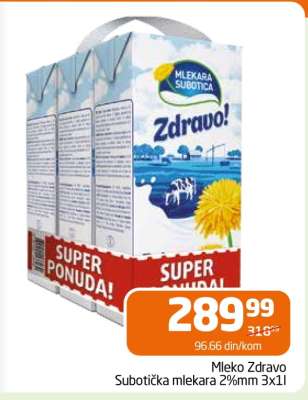 Mleko Zdravo Subotička mlekara 2%mm 3x1l