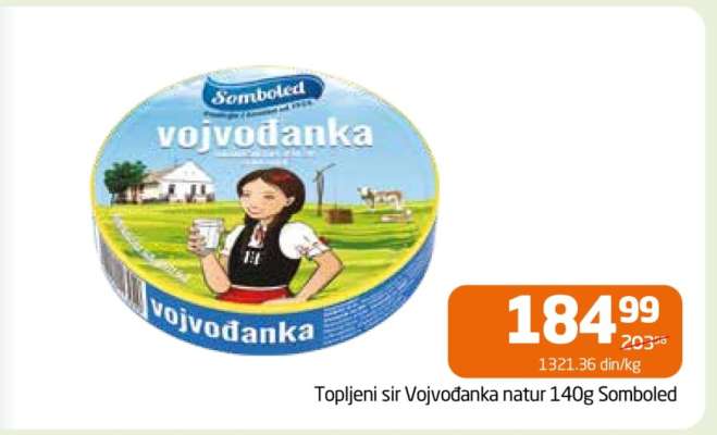 Topljeni sir Vojvodanka natur 140g Somboled