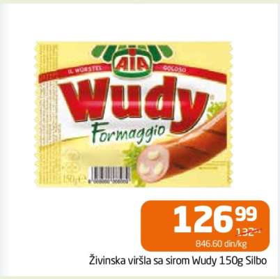 Živinska viršla sa sirom Wudy 150g Silbo