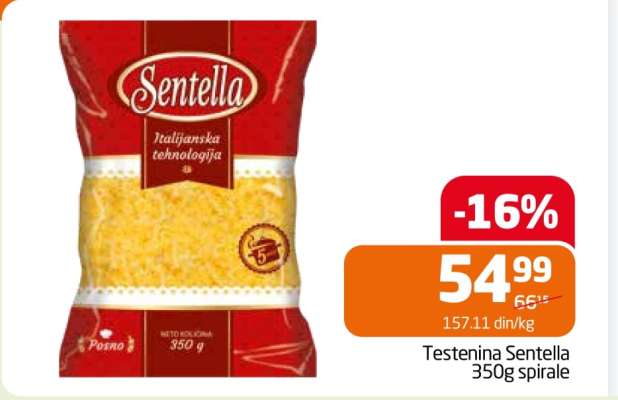 Testenina Sentella 350g spirale