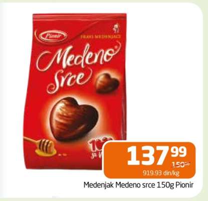 Medenjak Medeno srce 150g Pionir