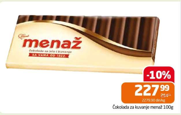 Čokolada za kuvanje Menaž, 100g
