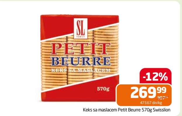 Keks sa maslacem Petit Beurre 570g Swisslion