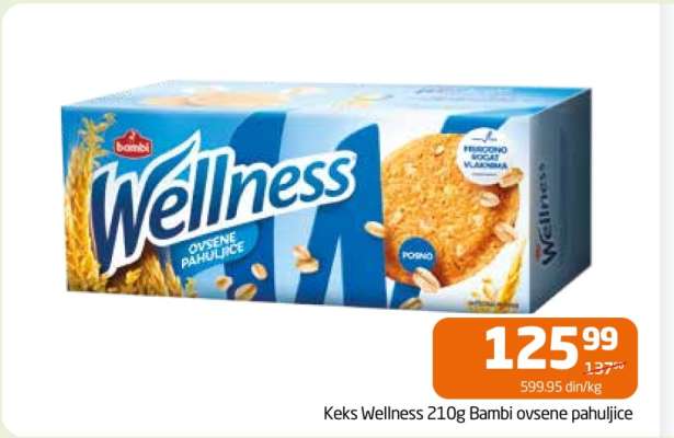 Keks Wellness 210g Bambi ovsene pahuljice