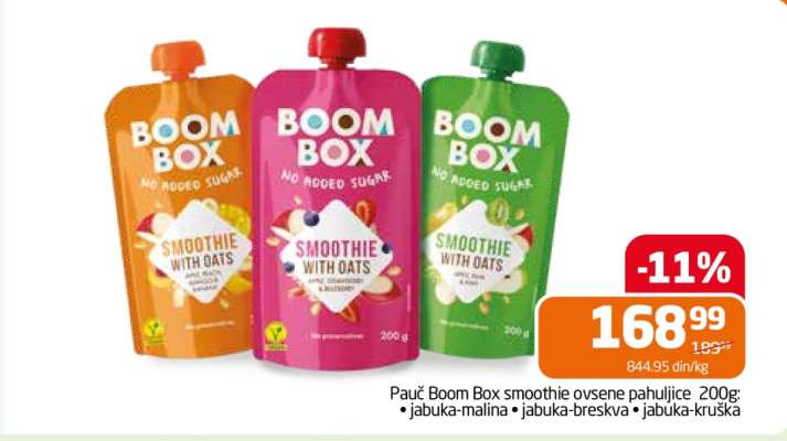 Pauč Boom Box smoothie ovsene pahuljice 200g
