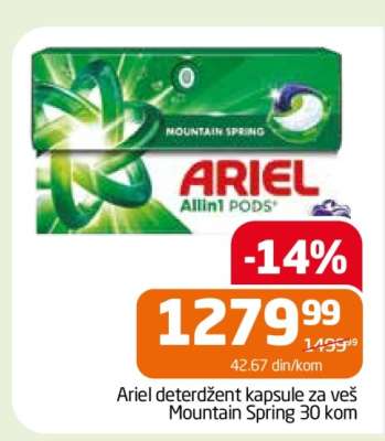 Ariel deterdžent kapsule za veš Mountain Spring 30 kom